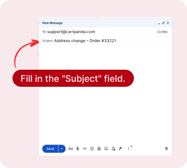 Screenshot showing subject line field