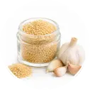 Garlic bulbs and powdered botanical