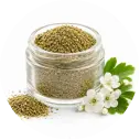 Hawthorn leaves, flowers and powdered botanical